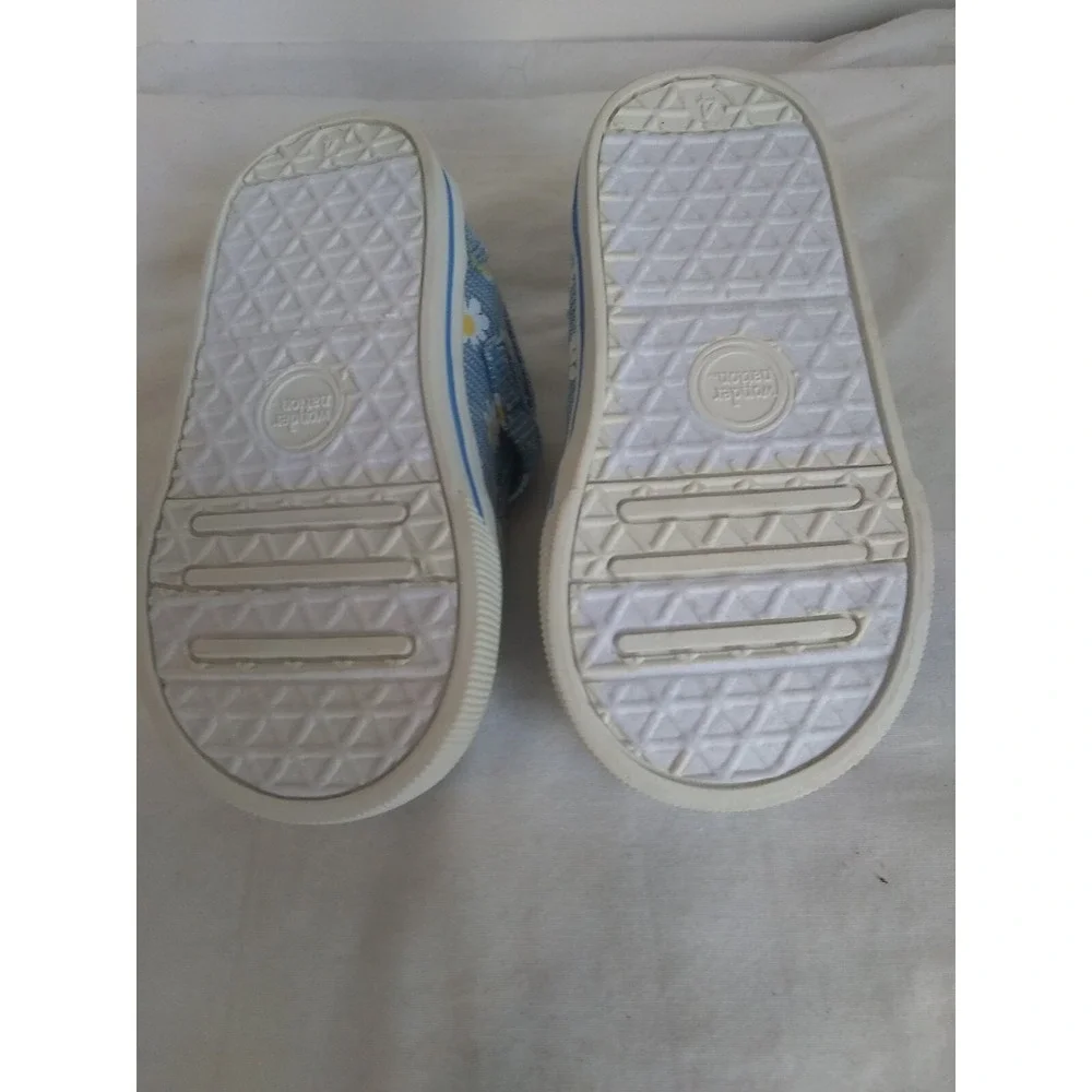 Girl's Mary Jane Loafers Shoes Size 4 Canvas Blue Daisy Print Wonder Nation READ